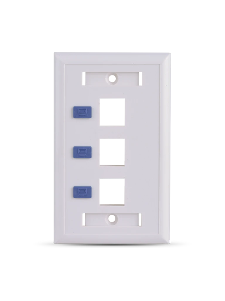 SAXXON A1753E - PLACA DE PARED / VERTICAL / 3 PUERTOS TIPO KEYSTONE / COLOR BLANCO / CON ETIQUETAS-Faceplate Y Cajas Universales-SAXXON-Bsai Seguridad & Controles