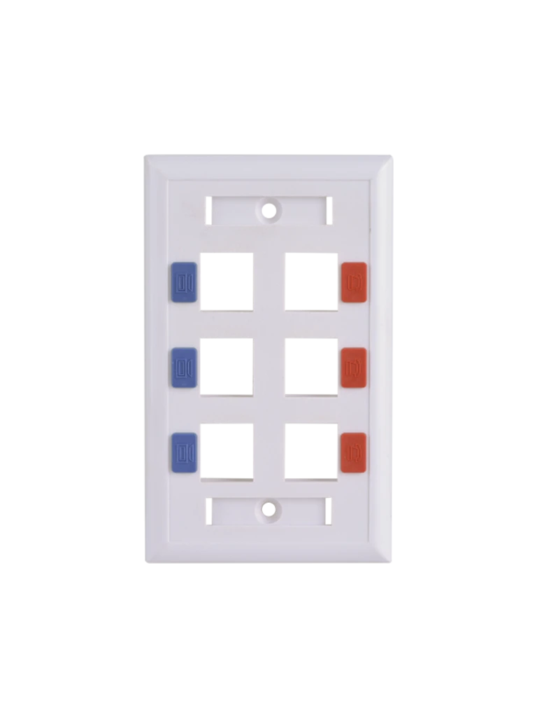 SAXXON A1756E - PLACA DE PARED / VERTICAL / 6 PUERTOS TIPO KEYSTONE / COLOR BLANCO / CON ETIQUETAS-Faceplate Y Cajas Universales-SAXXON-Bsai Seguridad & Controles