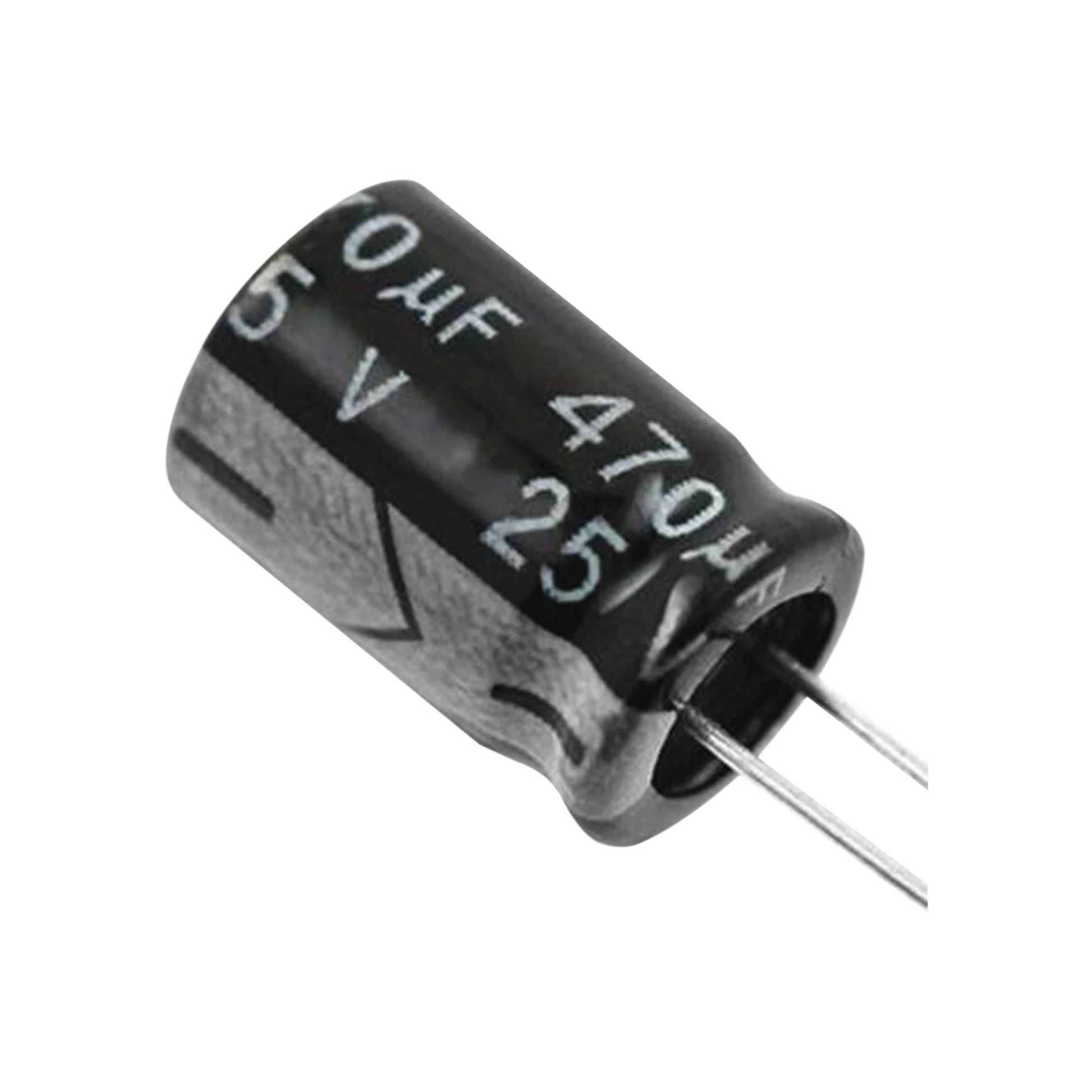 CONDENSADOR ELECTROLÍTICO RADIAL, 470 MFD, 25 VOLT, 105 °C.-Refacciones-SYSCOM-Bsai Seguridad & Controles