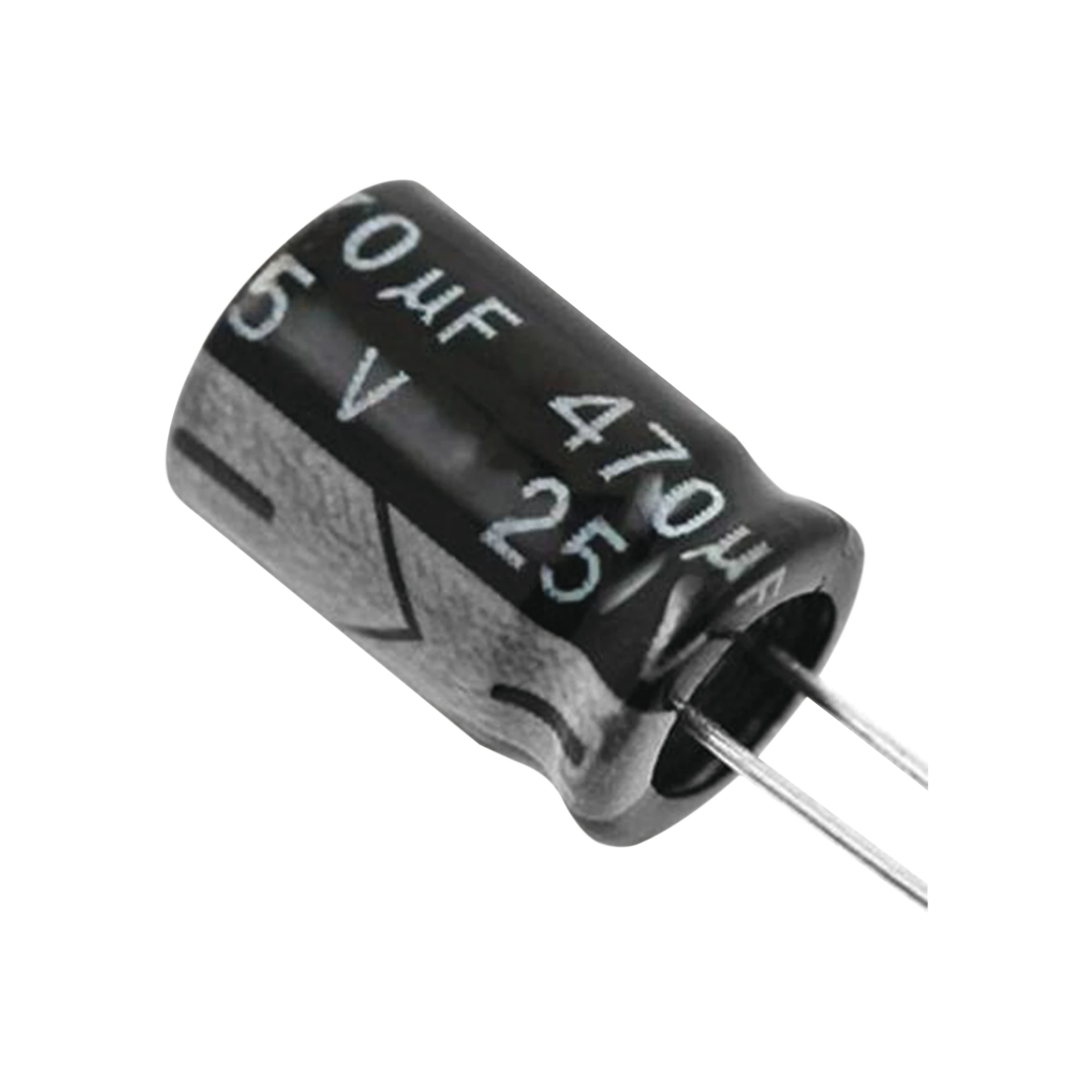 CONDENSADOR ELECTROLÍTICO RADIAL, 470 MFD, 25 VOLT, 105 °C.-Refacciones-SYSCOM-Bsai Seguridad & Controles