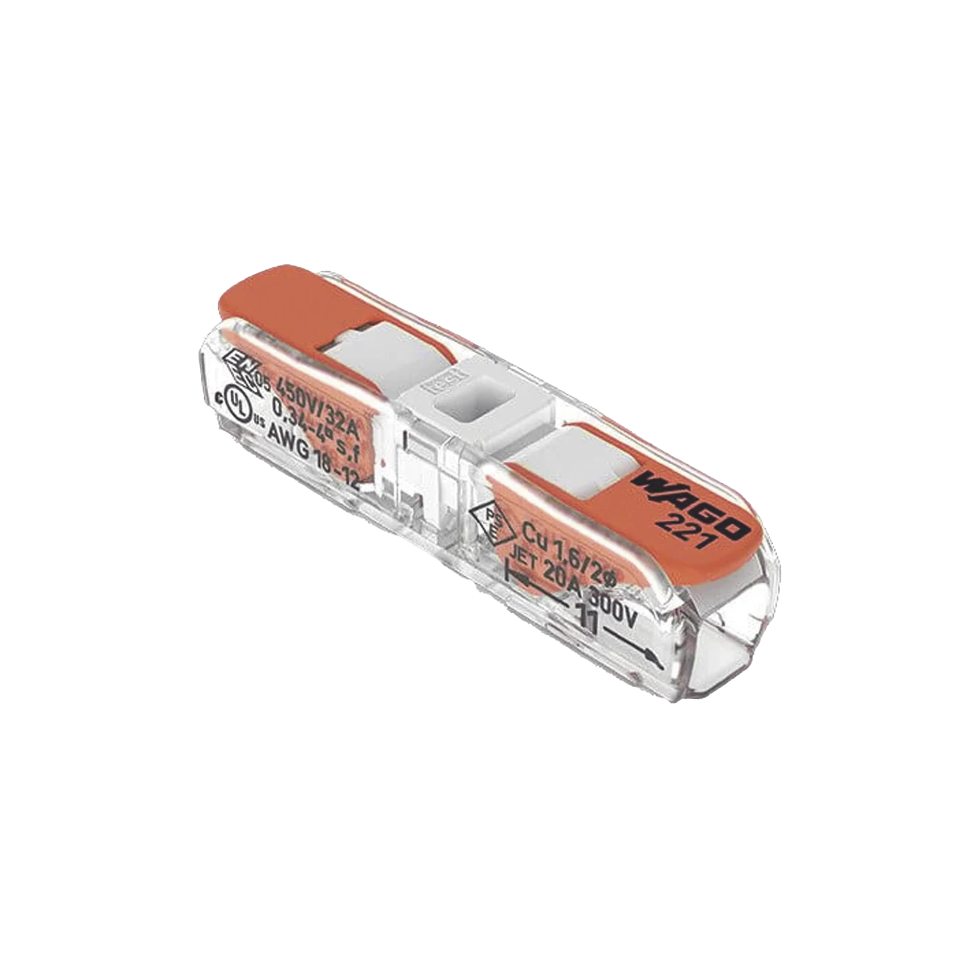 CONECT. P. INSTAL. EN LÍNEA CON PALANCAS; PARA CUALQUIER TIPO DE CONDUCTOR; MÁX. 4MM²; 2 CONDUCTORES; CARCASA TRANSPARENTE; COLOR TAPA BLANCO; TEMPERATURA AMBIENTE MÁXIMA 85°C (T85); 4,00 MM²; TRANSPARENTE-Accesorios-WAGO-Bsai Seguridad & Controles