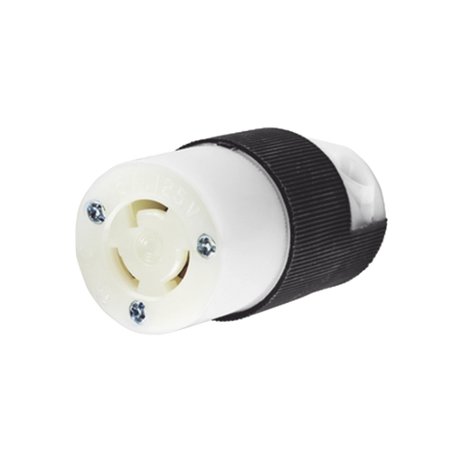 CONECTOR DE MEDIA VUELTA, 15 A 125 V AC, 2 POLOS, 3 HILOS, COLOR BLANCO Y NEGRO ( NEMA L5-15P).-Herramientas-HUBBELL-HUB-HBL-4729C-Bsai Seguridad & Controles