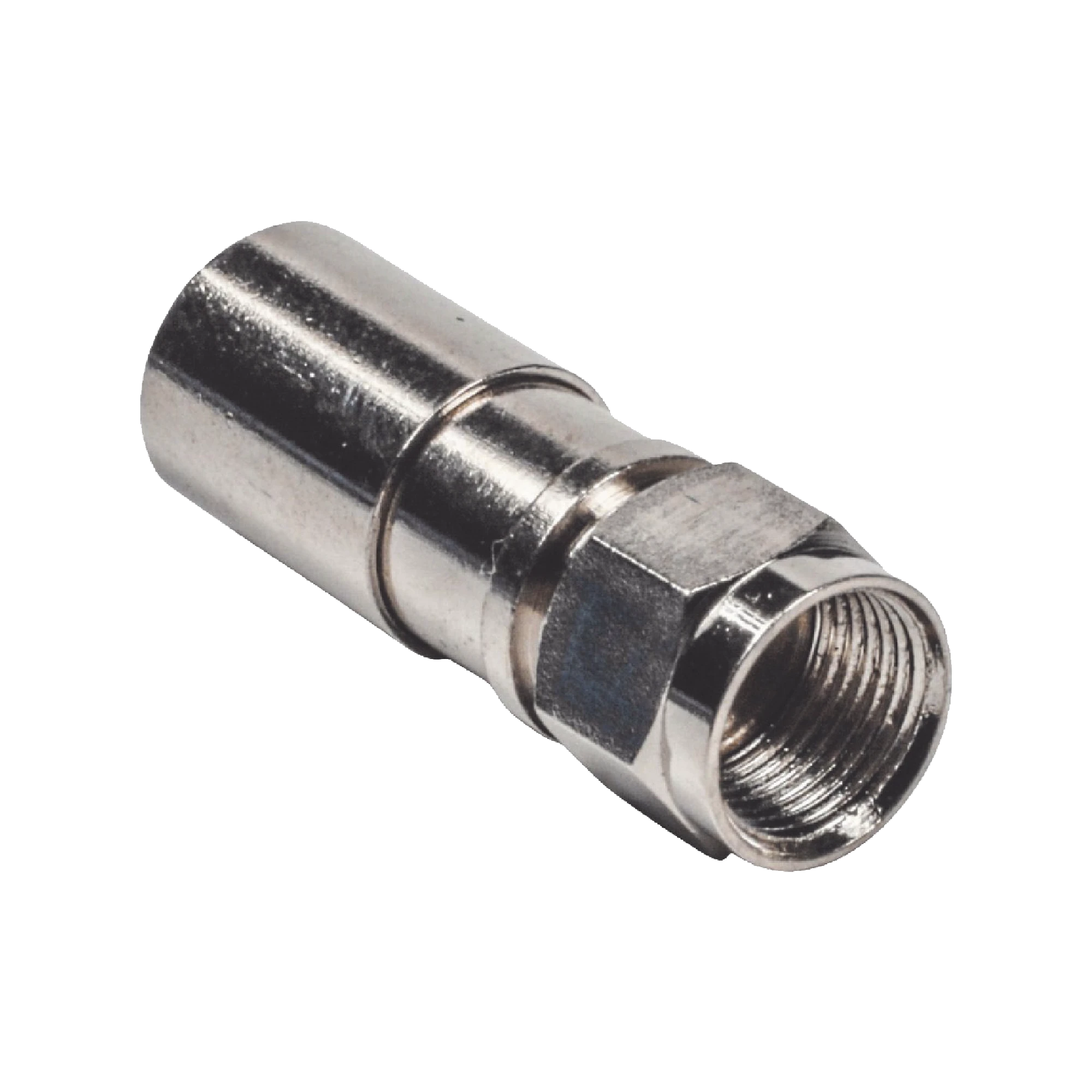 CONECTOR F MACHO DE COMPRESIÓN, METÁLICO PARA CABLE RG-6, CUERPO DE BRONCE NIQUELADO.-Cableado-EPCOM TITANIUM-Bsai Seguridad & Controles