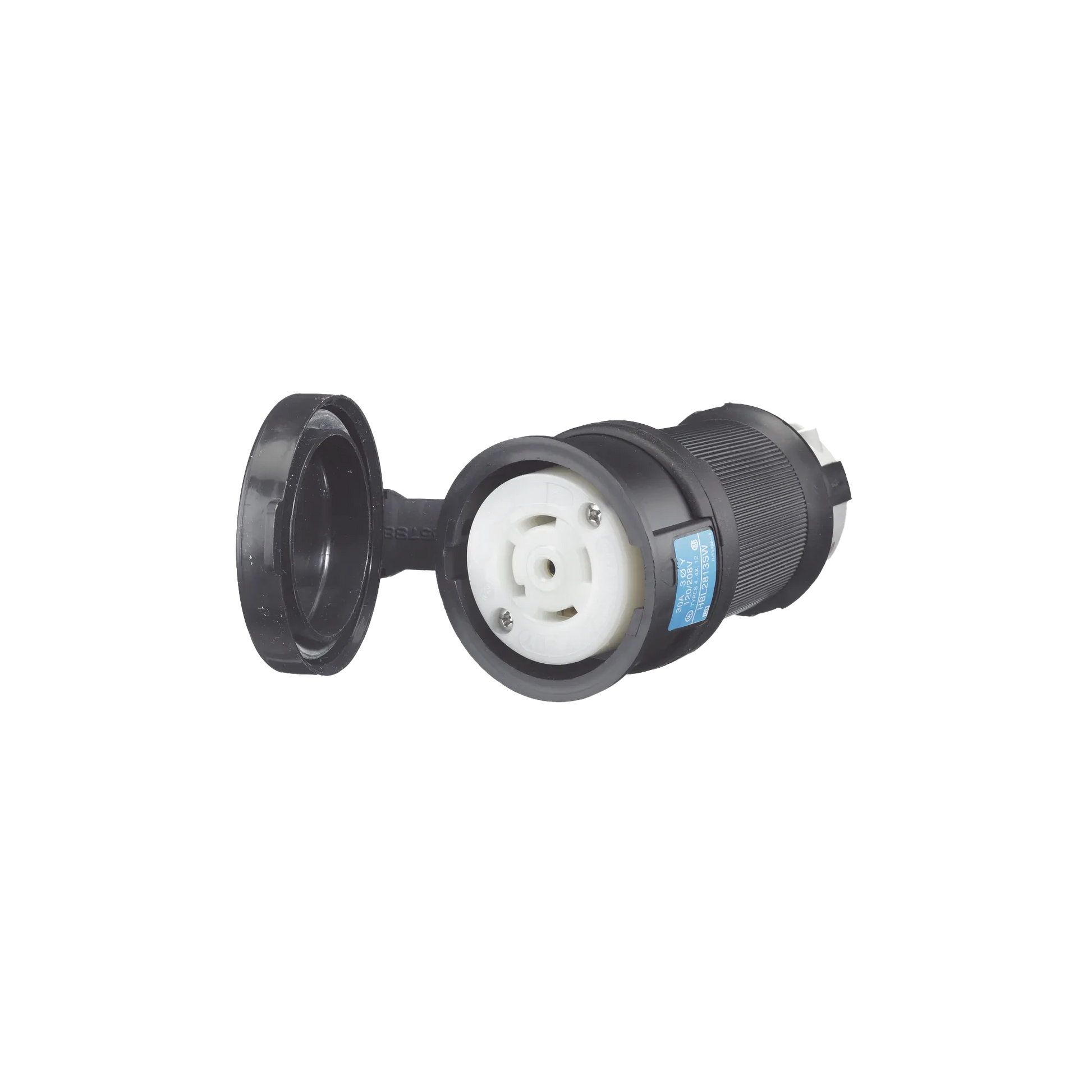 CONECTOR INDUSTRIAL CON BLOQUEO DE MEDIA VUELTA / 30 A 120/208 V CA / NEMA L21-30R / 4 POLOS 5 HILOS / COLOR BLANCO Y NEGRO / / GRADO INDUSTRIAL.-Cables y Conectores-HUBBELL-Bsai Seguridad & Controles