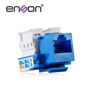 CONECTOR JACK ENSON ENS-JC5BL CAT5E COLOR AZUL A 90 GRADOS PONCHADO CON PINZAS Y CUBREPOLVO-Canalizacion-ENSON-Bsai Seguridad & Controles