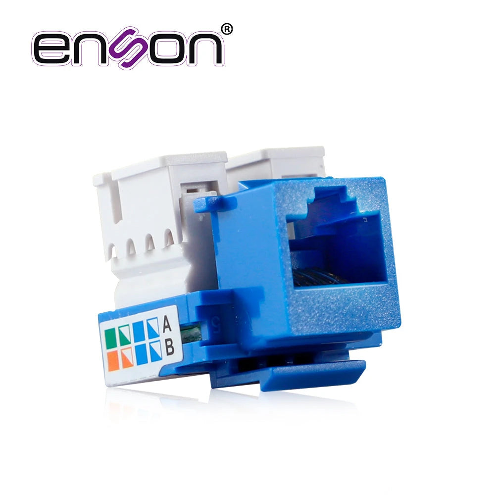 CONECTOR JACK ENSON ENS-JC5BL CAT5E COLOR AZUL A 90 GRADOS PONCHADO CON PINZAS Y CUBREPOLVO-Canalizacion-ENSON-Bsai Seguridad & Controles