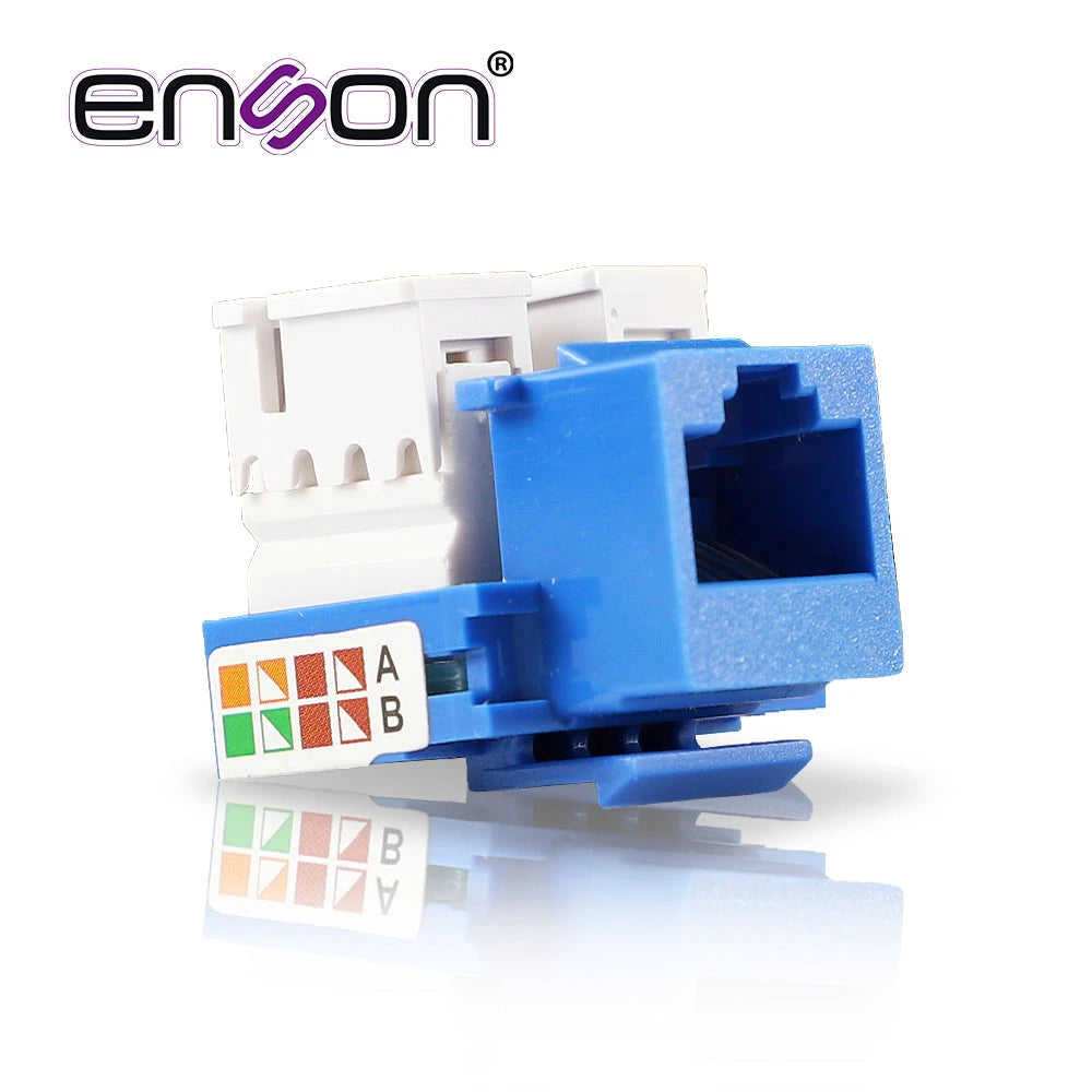 CONECTOR JACK ENSON ENS-JC6BL CAT6 COLOR AZUL A 90 GRADOS PONCHADO CON PINZAS Y CUBREPOLVO.-Canalizacion-ENSON-Bsai Seguridad & Controles