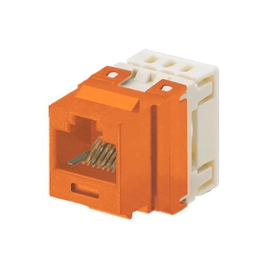 CONECTOR JACK ESTILO 110 (DE IMPACTO), TIPO KEYSTONE, CATEGORÍA 5E, DE 8 POSICIONES Y 8 CABLES, COLOR NARANJA-Cableado-PANDUIT-Bsai Seguridad & Controles