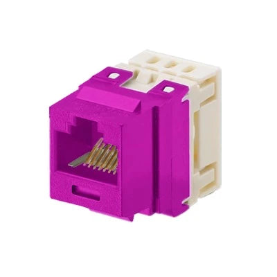 CONECTOR JACK ESTILO 110 (DE IMPACTO), TIPO KEYSTONE, CATEGORÍA 5E, DE 8 POSICIONES Y 8 CABLES, COLOR VIOLETA-Cableado-PANDUIT-Bsai Seguridad & Controles