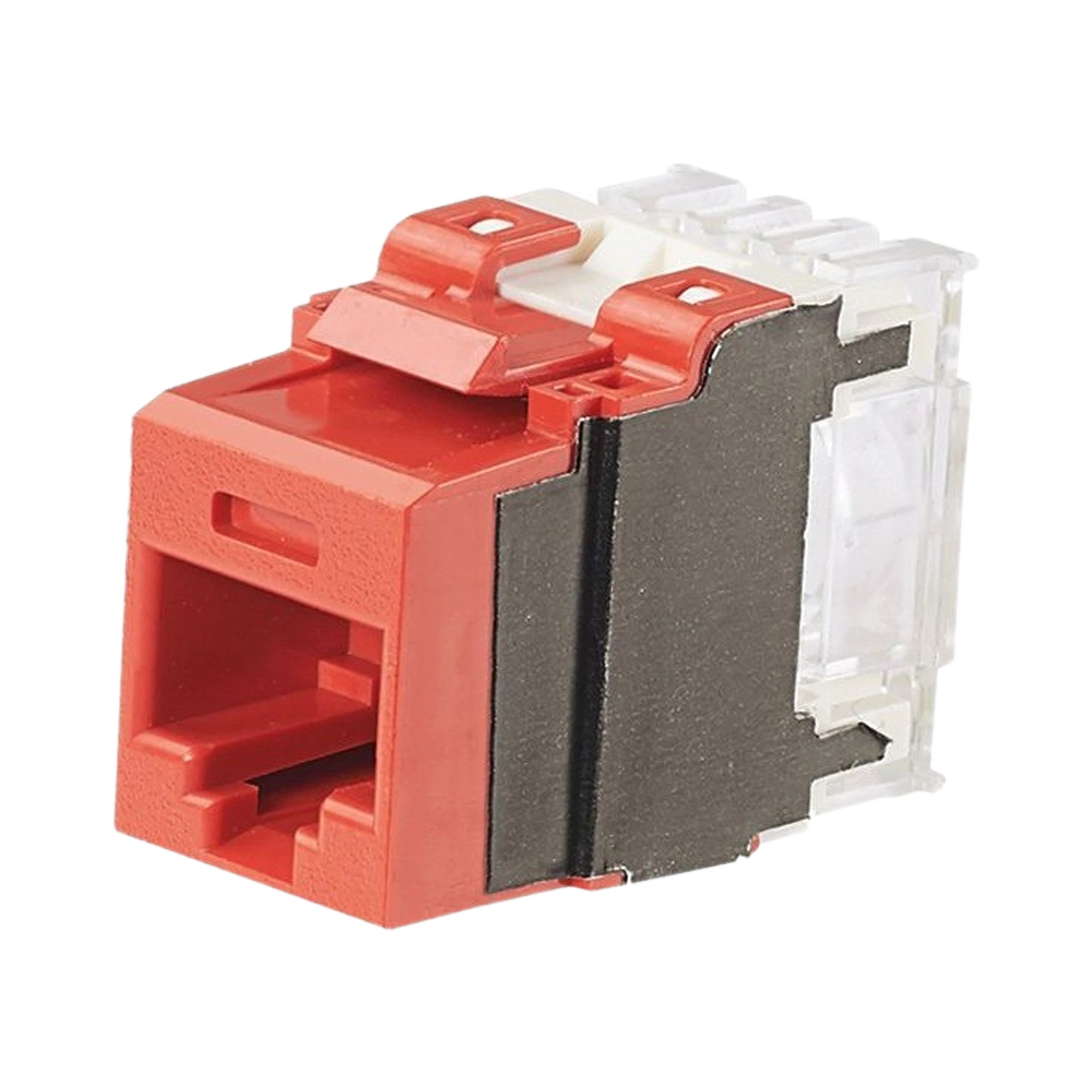 CONECTOR JACK ESTILO 110 (DE IMPACTO), TIPO KEYSTONE, CATEGORÍA 6A, DE 8 POSICIONES Y 8 CABLES, COLOR ROJO-Cableado de Cobre-PANDUIT-Bsai Seguridad & Controles