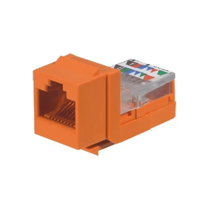 CONECTOR JACK ESTILO LEADFRAME, TIPO KEYSTONE, CATEGORÍA 5E, DE 8 POSICIONES Y 8 CABLES, COLOR NARANJA-Jacks / Plugs-PANDUIT-Bsai Seguridad & Controles