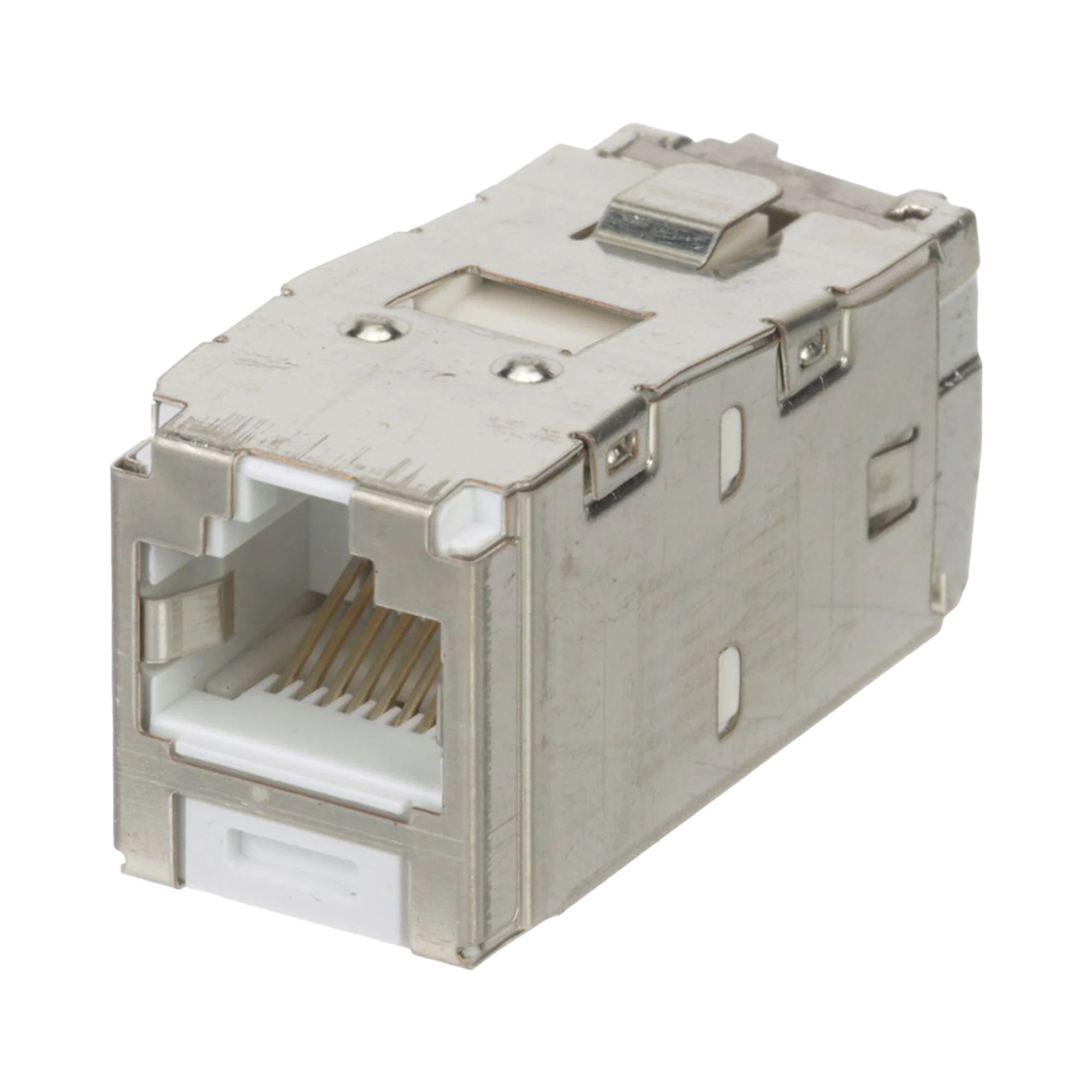 CONECTOR JACK RJ45 BLINDADO, ESTILO TG, MINI-COM, CATEGORÍA 6A, DE 8 POSICIONES Y 8 CABLES, COLOR BLANCO-Cableado-PANDUIT-Bsai Seguridad & Controles