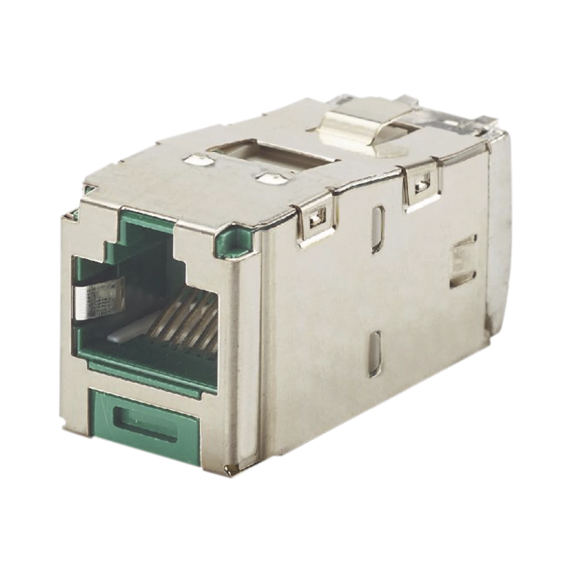 CONECTOR JACK RJ45 BLINDADO, ESTILO TG, MINI-COM, CATEGORÍA 6A, DE 8 POSICIONES Y 8 CABLES, COLOR VERDE-Jacks / Plugs-PANDUIT-Bsai Seguridad & Controles