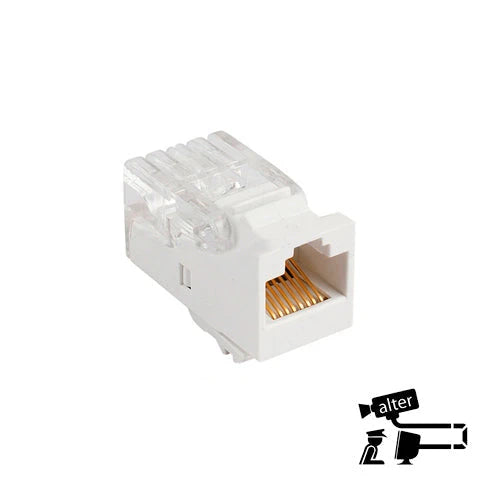 CONECTOR JACK RJ45 COLOR BLANCO TIPO KEYCONNECT PARA CABLE UTP CAT5E ARMADO SIN PINZAS-Canalizacion-ALTER-Bsai Seguridad & Controles