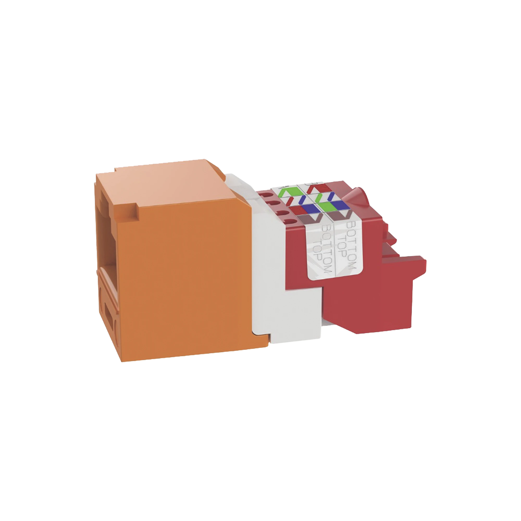 CONECTOR JACK RJ45 ESTILO T, MINI-COM, CATEGORÍA 5E, DE 8 POSICIONES Y 8 CABLES, COLOR NARANJA-Cableado-PANDUIT-Bsai Seguridad & Controles