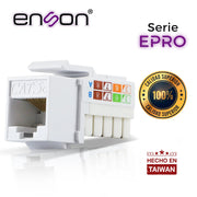 CONECTOR MODULAR JACK RJ45 ENSON EPRO-JACK5E-WH SERIE PRO, POSICION VERTICAL CAT5E COLOR BLANCO COMPATIBLE CON PLACAS ENSON EPRO-FP REQUIERE USO DE PINZAS EPRO-JACKTOOL-Canalizacion-ENSON-Bsai Seguridad & Controles