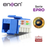 CONECTOR MODULAR JACK RJ45 ENSON EPRO-JACK6-BL SERIE PRO, POSICION VERTICAL CAT6 COLOR AZUL COMPATIBLE CON PLACAS ENSON EPRO-FP REQUIERE USO DE PINZAS EPRO-JACKTOOL-Adaptadores-ENSON-Bsai Seguridad & Controles
