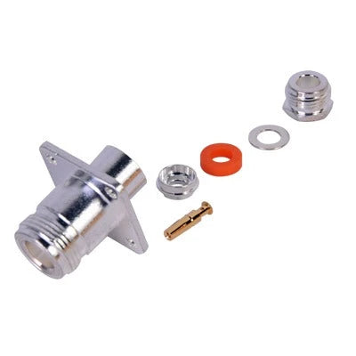 CONECTOR N HEMBRA, MONTAJE CON 4 PERFORACIONES A 18 MM.-Conectores-RF INDUSTRIES,LTD-Bsai Seguridad & Controles