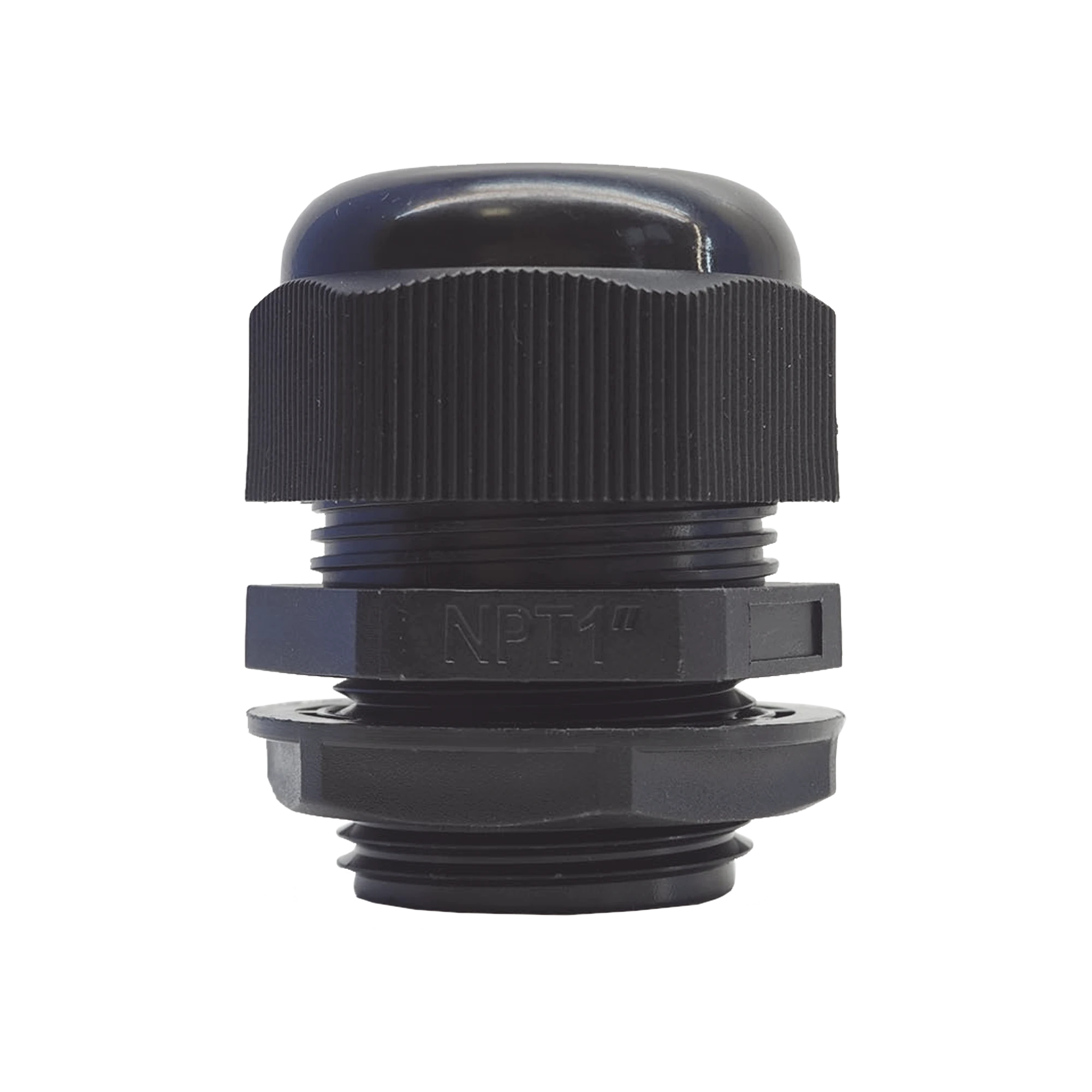 CONECTOR PLÁSTICO NEGRO TIPO GLÁNDULA PARA ROSCA NPT 1"-Racks y Gabinetes-TXPRO-Bsai Seguridad & Controles