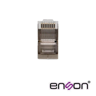 CONECTOR PLUG SRJ45 BLINDADO CAT5E ENSON ENS-SRJ45-CAT5E PARA CABLE UTP BLINDADO PONCHADO TRADICIONAL-Adaptadores-ENSON-Bsai Seguridad & Controles
