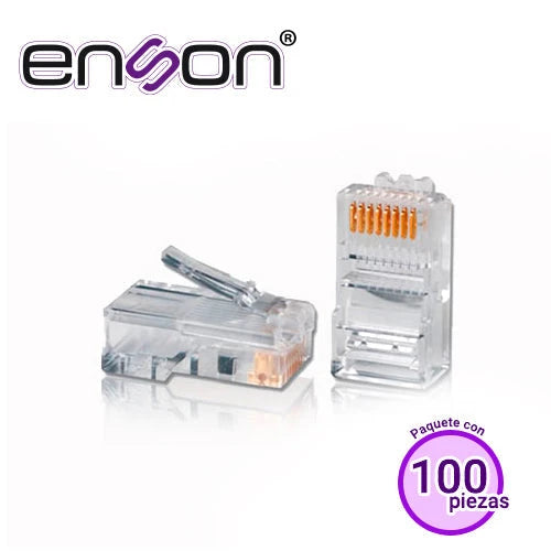 CONECTOR RJ-45 CAT5E ENSON ENS-PLCAT5E 8 PINES DE COBRE PAQUETE 100PIEZAS-Adaptadores-ENSON-ENS-PLCAT5E-Bsai Seguridad & Controles