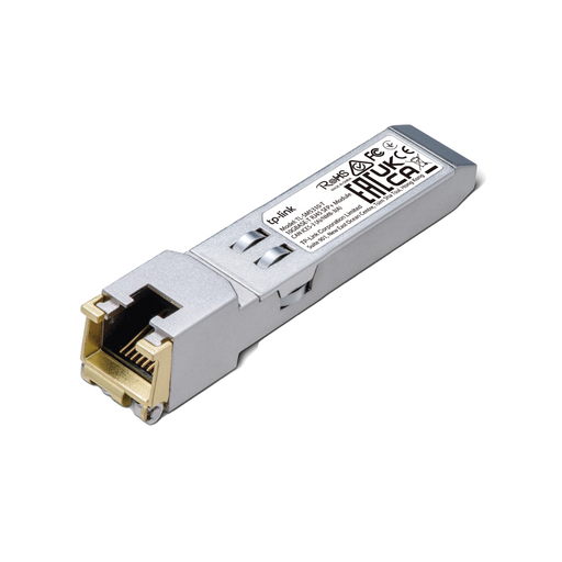 TRANSCEPTOR MINI-GBIC SFP+ RJ45 / ADMITE 10GBASE-T, 5GBASE-T, 2.5GBASE-T, 1000BASE-T Y 100BASE-TX / DISTANCIA HASTA 30 METROS / CONECTOR RJ45 (10G)-Networking-TP-LINK-Bsai Seguridad & Controles