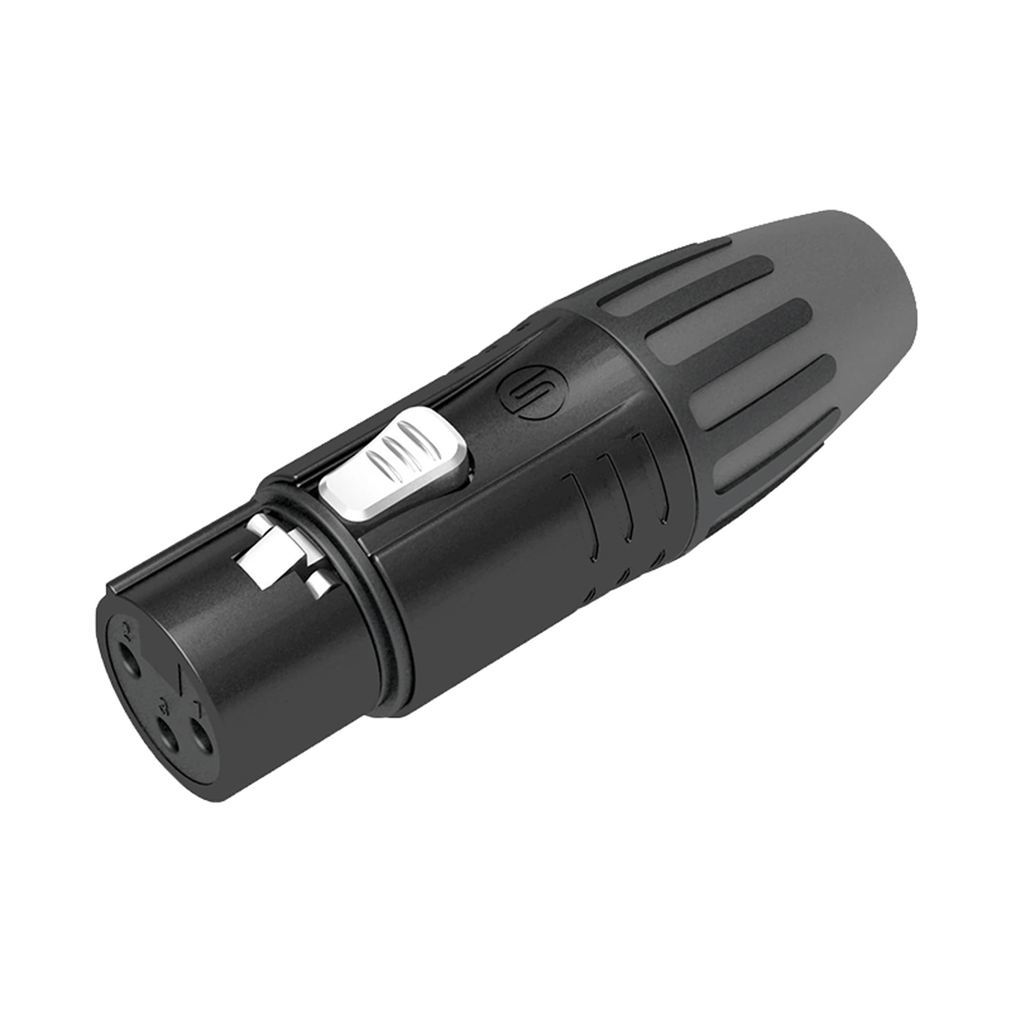 CONECTOR XLR HEMBRA | CARCASA ENCHAPADA EN NEGRO | CONTACTOS ENCHAPADOS EN PLATA |-Audio, Video y Voceo-SEETRONIC-Bsai Seguridad & Controles