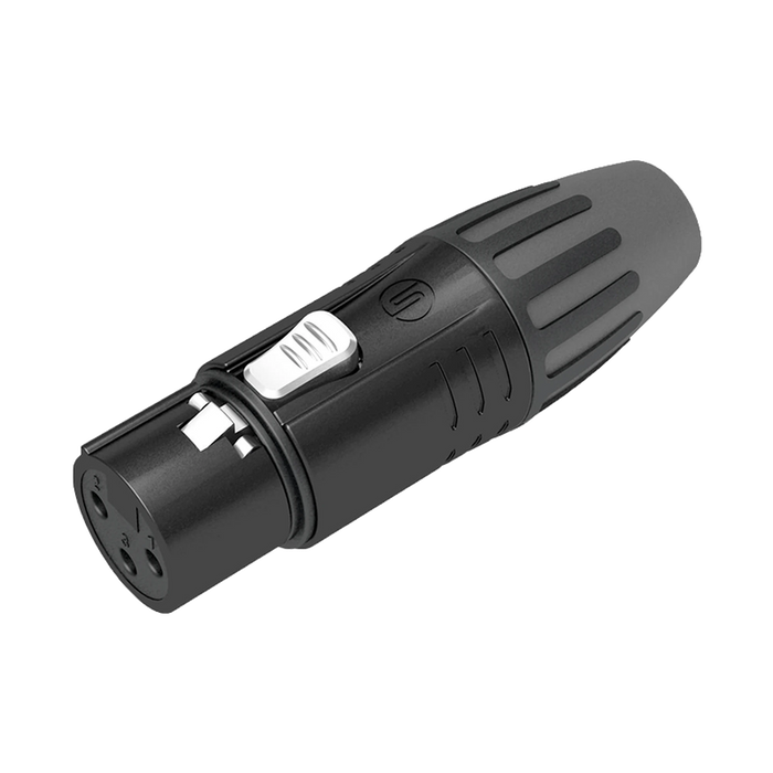 CONECTOR XLR HEMBRA | CARCASA ENCHAPADA EN NEGRO | CONTACTOS ENCHAPADOS EN PLATA |-Audio, Video y Voceo-SEETRONIC-SCMF3-B-Bsai Seguridad & Controles