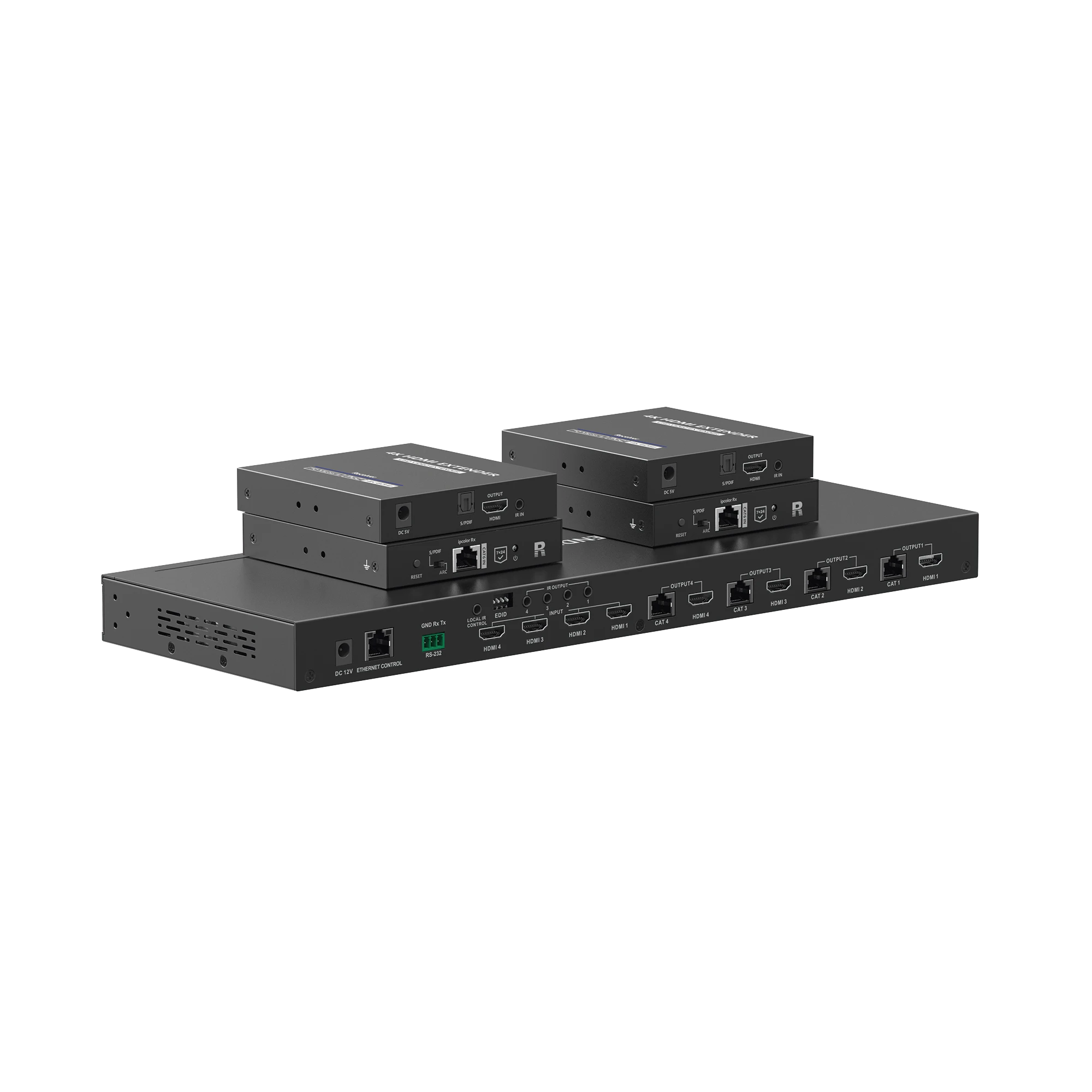 MATRICIAL Y EXTENSOR DE VIDEO HDMI 4 X 4 / 4 ENTRADAS HDMI / 4 SALIDAS HDMI LOOP / 4 SALIDAS RJ45 PARA EXTENDER LA SEÑAL 40 METROS POR SALIDA /4K / CONMUTACIÓN POR RS232, CONTROL REMOTO O ETHERNET.-ProAV-EPCOM TITANIUM-Bsai Seguridad & Controles