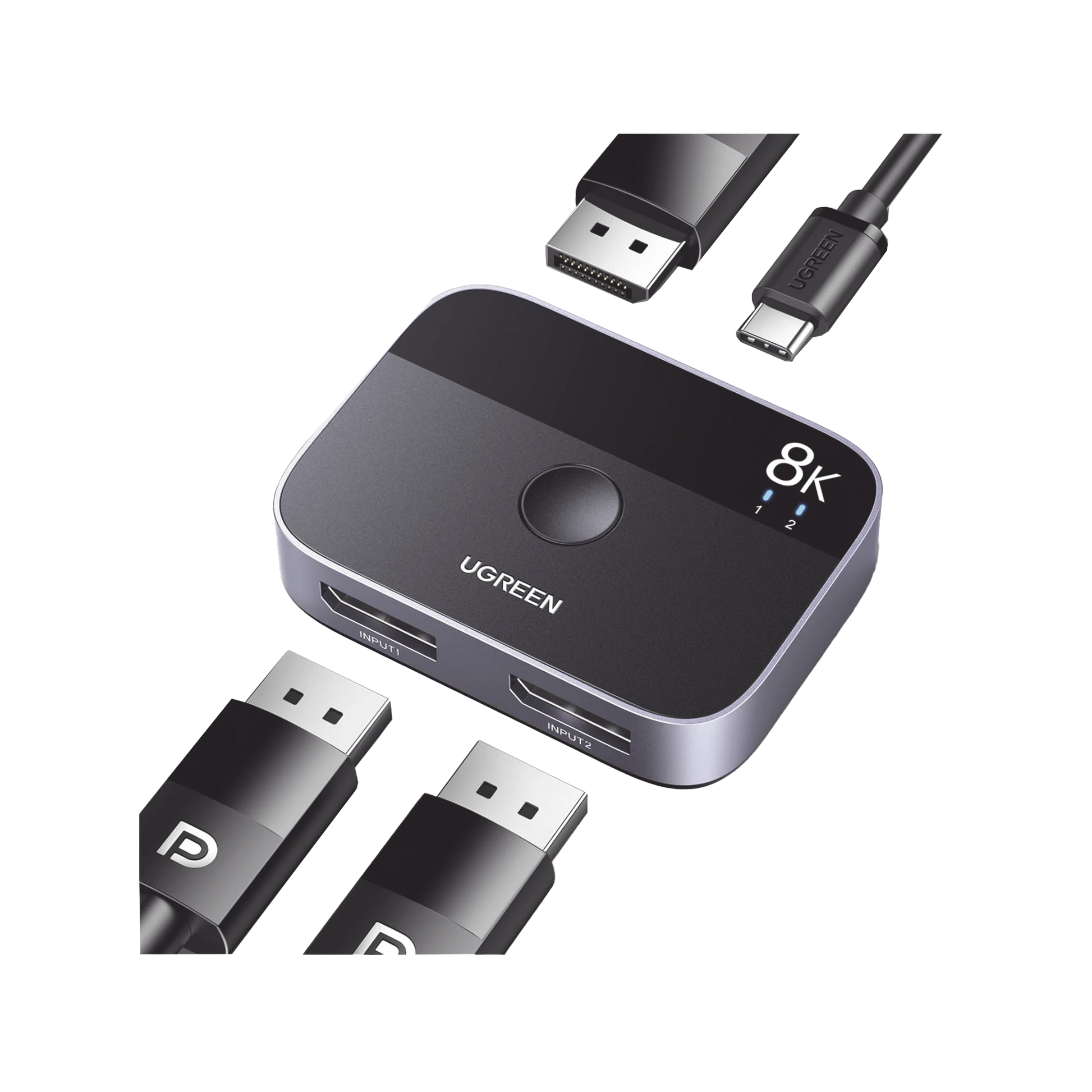 CONMUTADOR DP 1.4 8K | HDMI SPLITTER 2 ENTRADAS A 1 SALIDA | BIDIRECCIONAL | 3D | HDR10+ | DOLBY ATMOS | 240HZ | 48GBPS | COMPATIBLE FREE-SYNC/G-SYNG | SINCRONIZACIÓN DE AUDIO | POTENTES CHIPS DE ÚLTIMA GENERACIÓN.-Cables y Conectores-UGREEN-Bsai Seguridad & Controles