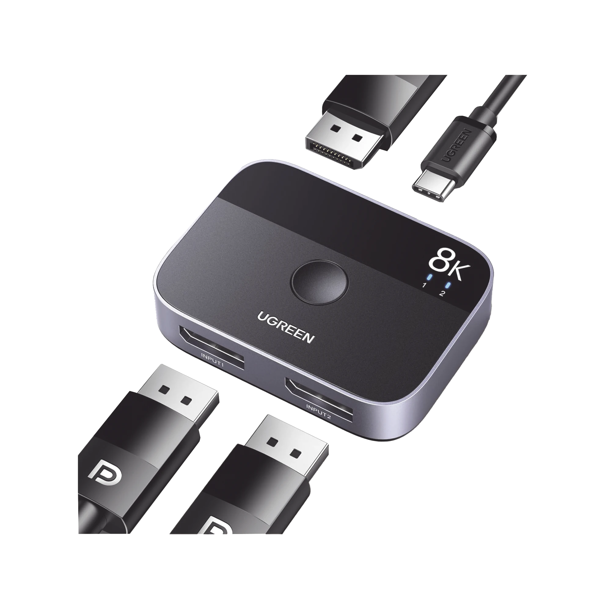 CONMUTADOR DP 1.4 8K | HDMI SPLITTER 2 ENTRADAS A 1 SALIDA | BIDIRECCIONAL | 3D | HDR10+ | DOLBY ATMOS | 240HZ | 48GBPS | COMPATIBLE FREE-SYNC/G-SYNG | SINCRONIZACIÓN DE AUDIO | POTENTES CHIPS DE ÚLTIMA GENERACIÓN.-Cables y Conectores-UGREEN-Bsai Seguridad & Controles