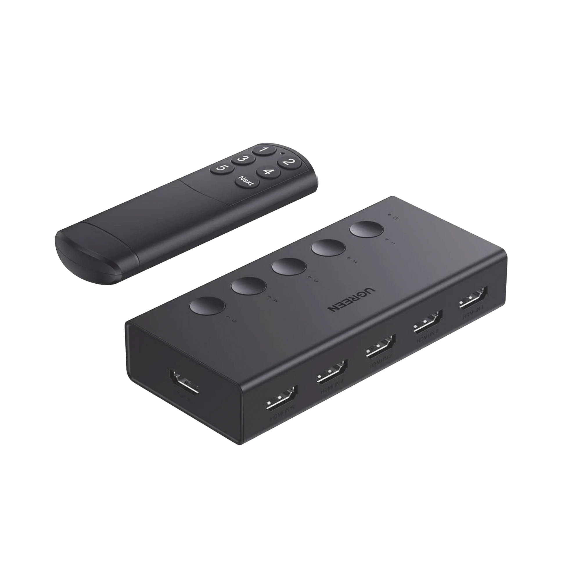 CONMUTADOR HDMI 5X1 | 4K@60HZ | HDMI 2.0, 1.4 | HDCP 2.2, 1.4 | VRR | DYNAMIC HDR | 3D | CEC | EDID | IR 10M | 18GBPS | CAMBIO MANUAL Y POR CONTROL REMOTO | INCLUYE CABLE DE ALIMENTACIÓN USB.-Cables y Conectores-UGREEN-Bsai Seguridad & Controles