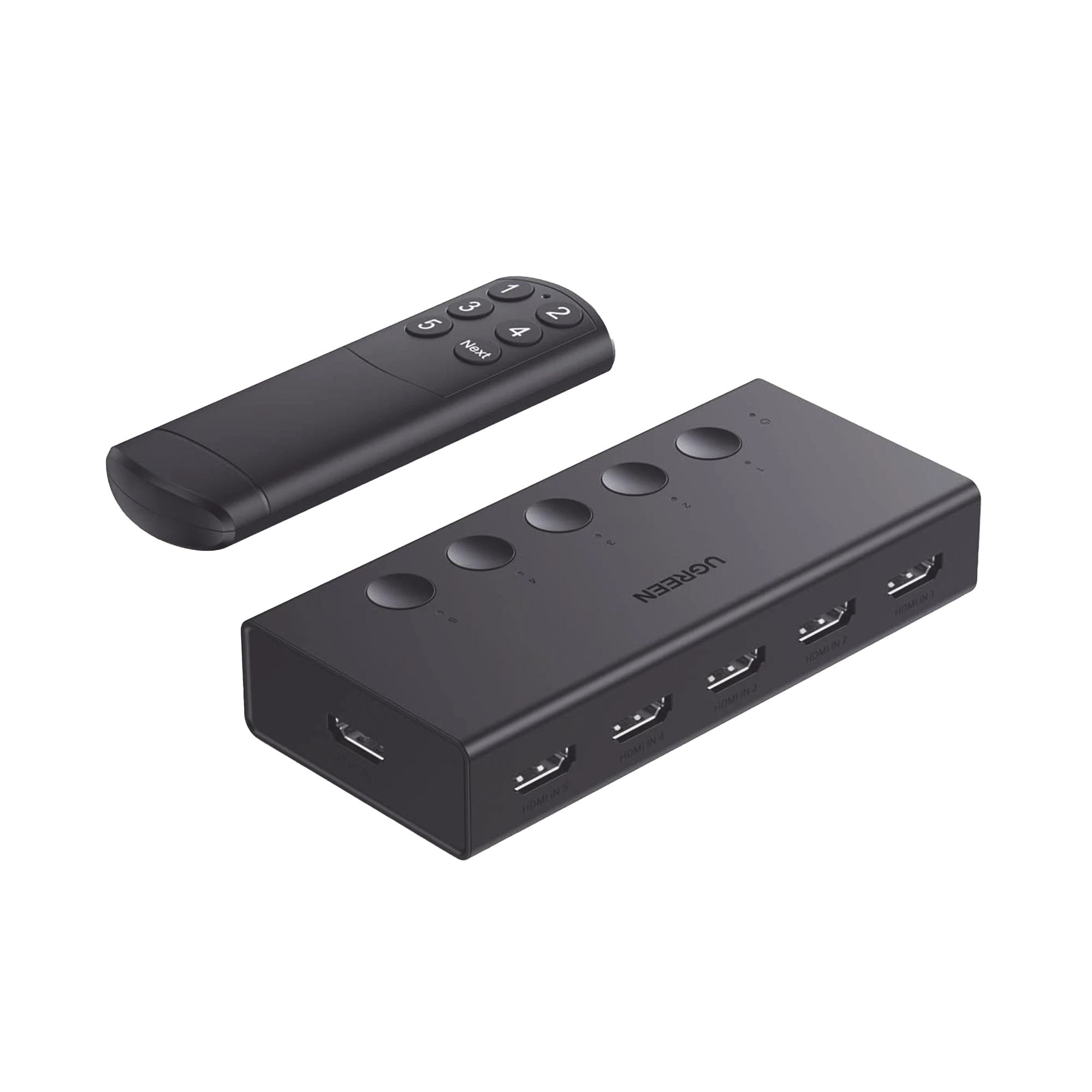 CONMUTADOR HDMI 5X1 | 4K@60HZ | HDMI 2.0, 1.4 | HDCP 2.2, 1.4 | VRR | DYNAMIC HDR | 3D | CEC | EDID | IR 10M | 18GBPS | CAMBIO MANUAL Y POR CONTROL REMOTO | INCLUYE CABLE DE ALIMENTACIÓN USB.-Cables y Conectores-UGREEN-Bsai Seguridad & Controles