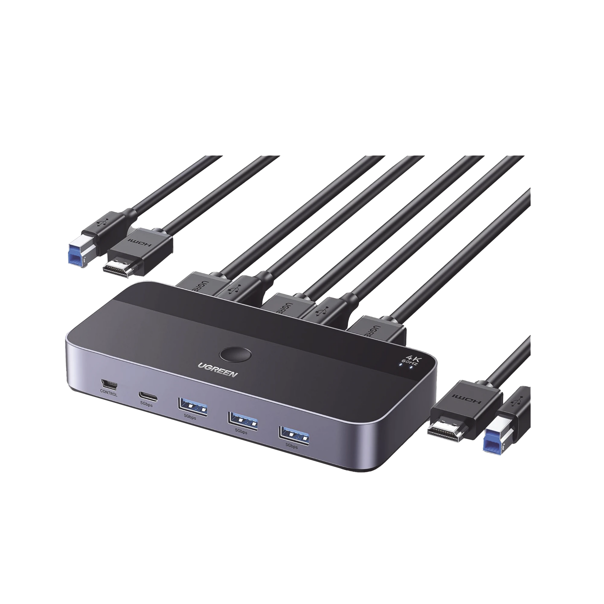 CONMUTADOR KVM HDMI 4K | HDMI 2.0 | 2 ENTRADAS 1 SALIDA | 4 PUERTOS USB 3.0 (3 USB-A *1 USB-C) | SOPORTA 4K@60HZ | HDR | INDICADOR LED | COMPATIBLE WIN, MACOS Y LINUX | CARCASA DE ALUMINIO.-Accesorios Generales-UGREEN-Bsai Seguridad & Controles