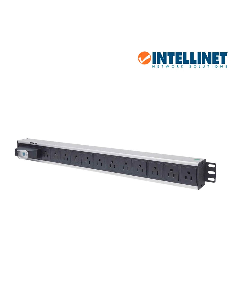 INTELLINET 713955- BARRA PDU / 12 CONT. / GABINETES Y RACKS, / VERTICAL / INTERRUPTOR DOBLE / CONTA CORTOS CIRCUITOS-Barras Multiconectores-INTELLINET-Bsai Seguridad & Controles