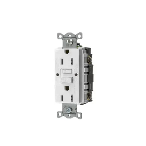 CONTACTO DE AUTO-VERIFICACIÓN GFCI CON INTERRUPTOR DE FALLA A TIERRA DE 15 A 125 V 2 POLOS, 3 HILOS COLOR BLANCO (NEMA 5-15R), GRADO COMERCIAL.-Herramientas-HUBBELL-HUB-GFR-ST-15W-Bsai Seguridad & Controles