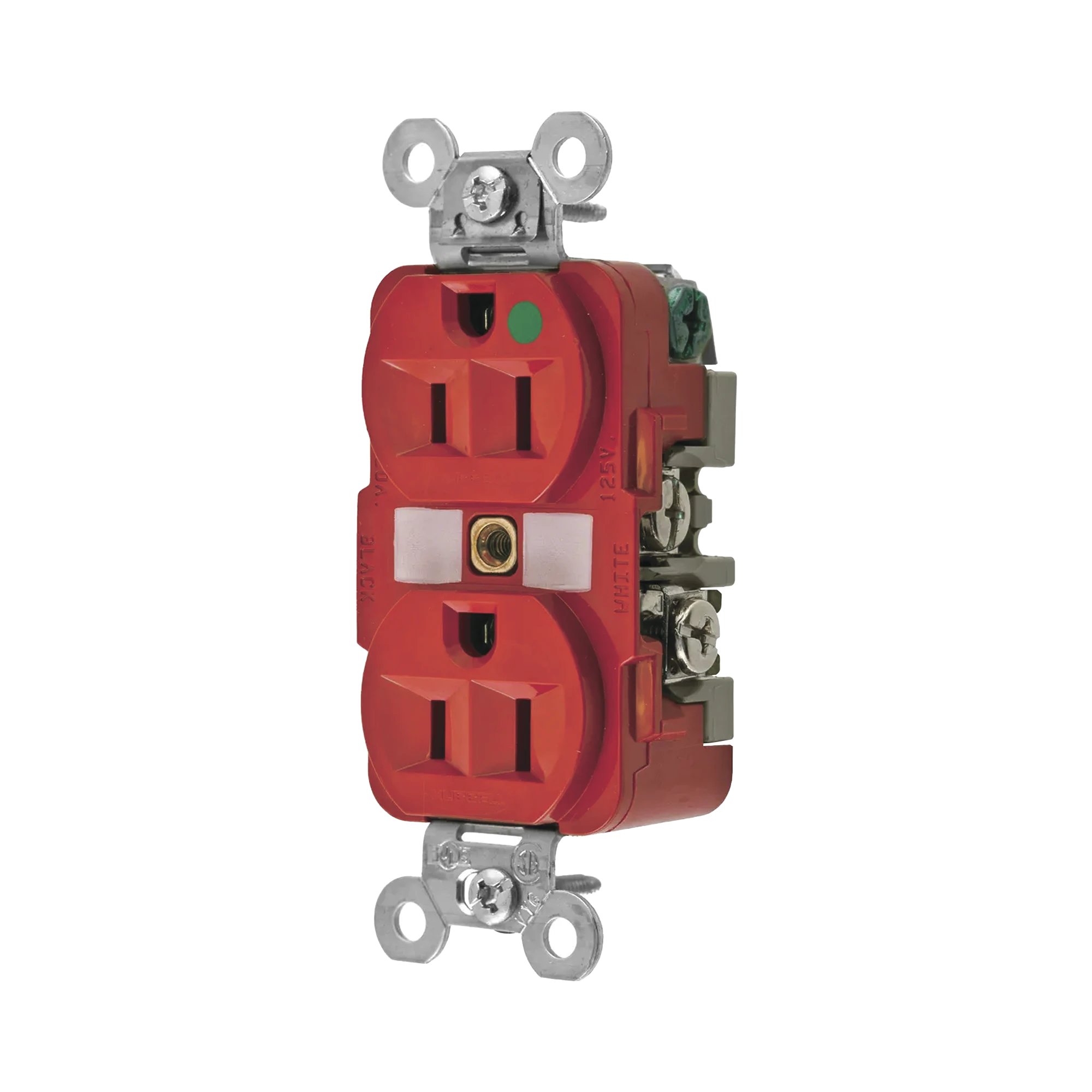 CONTACTO DÚPLEX 15 A, 125 V, 2 POLOS, 3 HILOS, COLOR ROJO (NEMA 5-15R), GRADO HOSPITAL.-Herramientas-HUBBELL-Bsai Seguridad & Controles