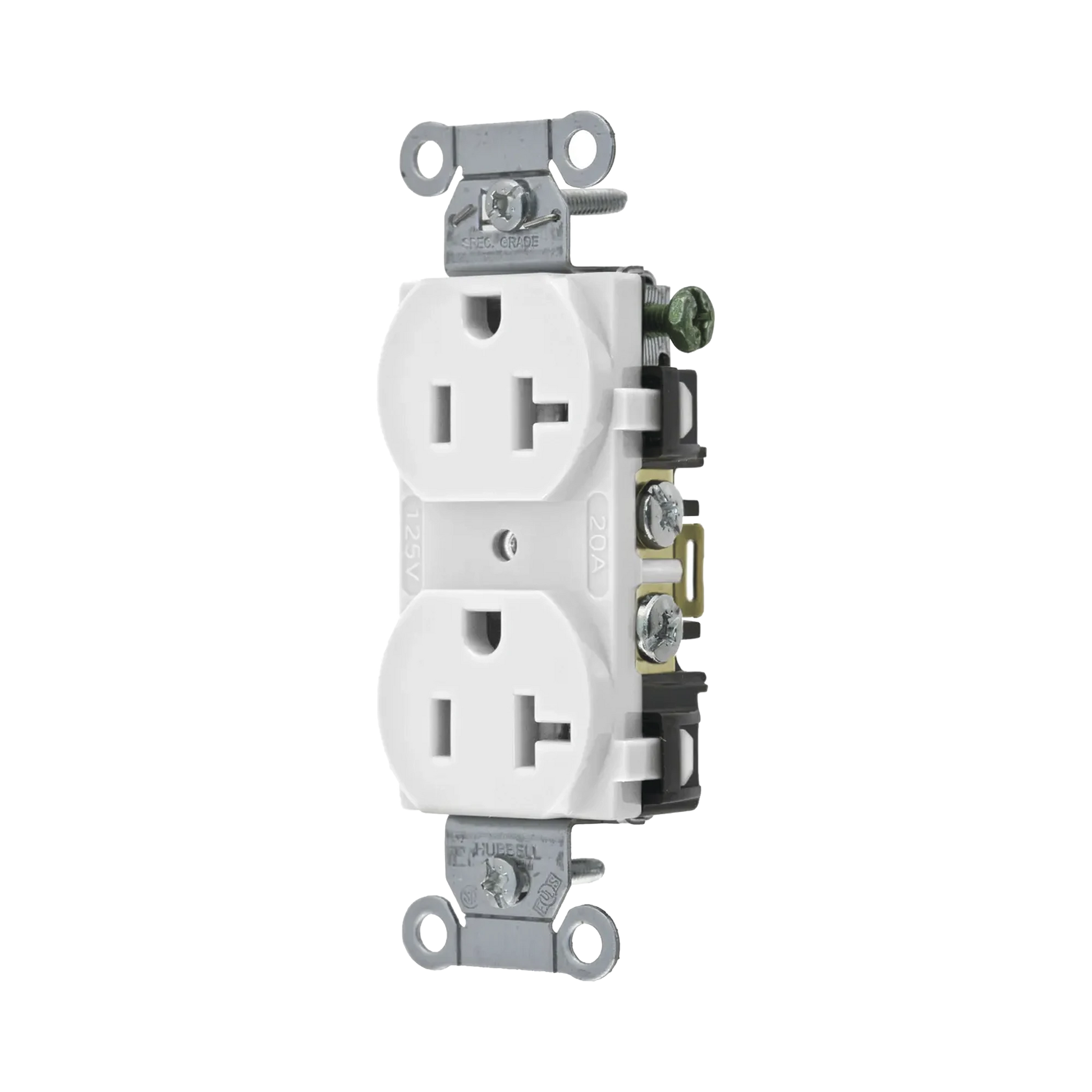 CONTACTO DÚPLEX 20 A, 125 V, 2 POLOS, 3 HILOS, CABLEADO POSTERIOR Y LATERAL, COLOR BLANCO (NEMA 5-20R).-Herramientas-HUBBELL-Bsai Seguridad & Controles