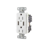 CONTACTO DÚPLEX CON 2 PUERTOS USB, 15A 125V, 2 POLOS, 3 HILOS, COLOR BLANCO.-Herramientas-HUBBELL-Bsai Seguridad & Controles