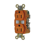 CONTACTO DÚPLEX CONEXIÓN A TIERRA AISLADA 15A 125V/ 2 POLOS 3 HILOS/ COLOR NARANJA/ NEMA 5-15R/ GRADO INDUSTRIAL.-Área Eléctrica-HUBBELL-Bsai Seguridad & Controles