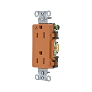CONTACTO DÚPLEX CONEXIÓN A TIERRA AISLADA/ 15A 125V/ 2 POLOS 3 HILOS/ NEMA 5-15R /GRADO COMERCIAL DECORATIVO/ COLOR NARANJA.-Área Eléctrica-HUBBELL-Bsai Seguridad & Controles