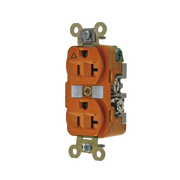 CONTACTO DÚPLEX CONEXIÓN A TIERRA AISLADA/ 20 A 125 V/ 2 POLOS 3 HILOS/ COLOR NARANJA/ NEMA 5- 20R/ GRADO INDUSTRIAL.-Área Eléctrica-HUBBELL-Bsai Seguridad & Controles