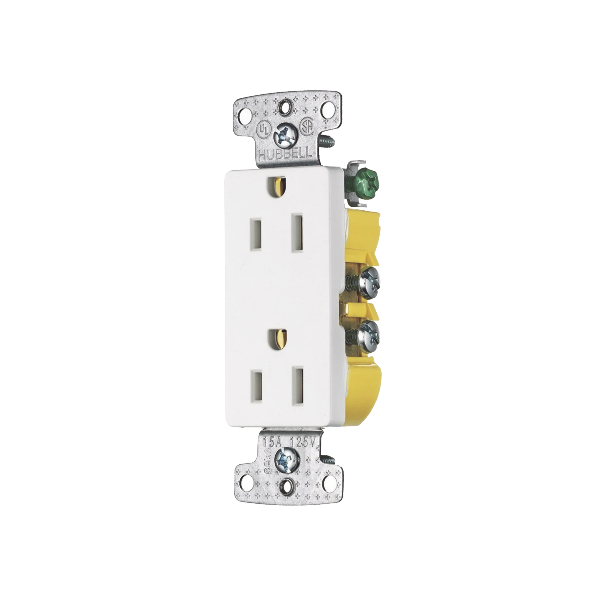 CONTACTO DUPLEX DECORADOR 15A 125V, 2 POLOS, 3 HILOS, COLOR BLANCO (NEMA5-15R).-Herramientas-HUBBELL-Bsai Seguridad & Controles