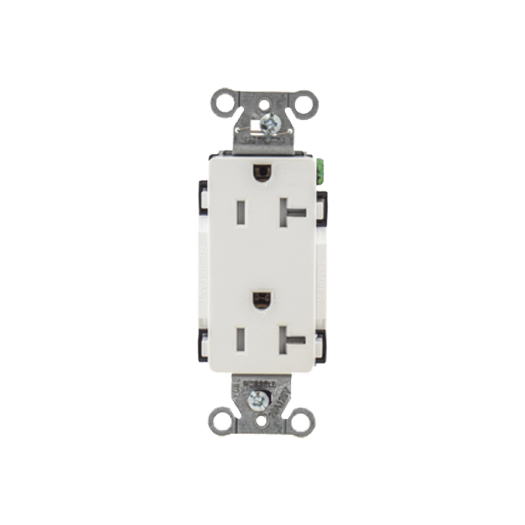 CONTACTO DUPLEX DECORADOR 20 A 125V / RESISTENTE A MANIPULACIONES / 2 POLOS 3 HILOS/ NEMA 5-20 R / COLOR BLANCO / GRADO INDUSTRIAL.-Área Eléctrica-HUBBELL-HUB-DR20-WHI-TR-Bsai Seguridad & Controles