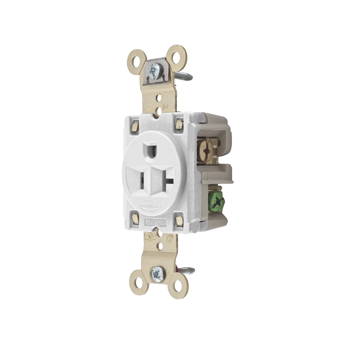 CONTACTO SENCILLO / 20 A 125 V / 2 POLOS 3 HILOS / NEMA 5-20R / COLOR BLANCO / GRADO INDUSTRIAL.-Área Eléctrica-HUBBELL-HUB-HBL-5361-W-Bsai Seguridad & Controles