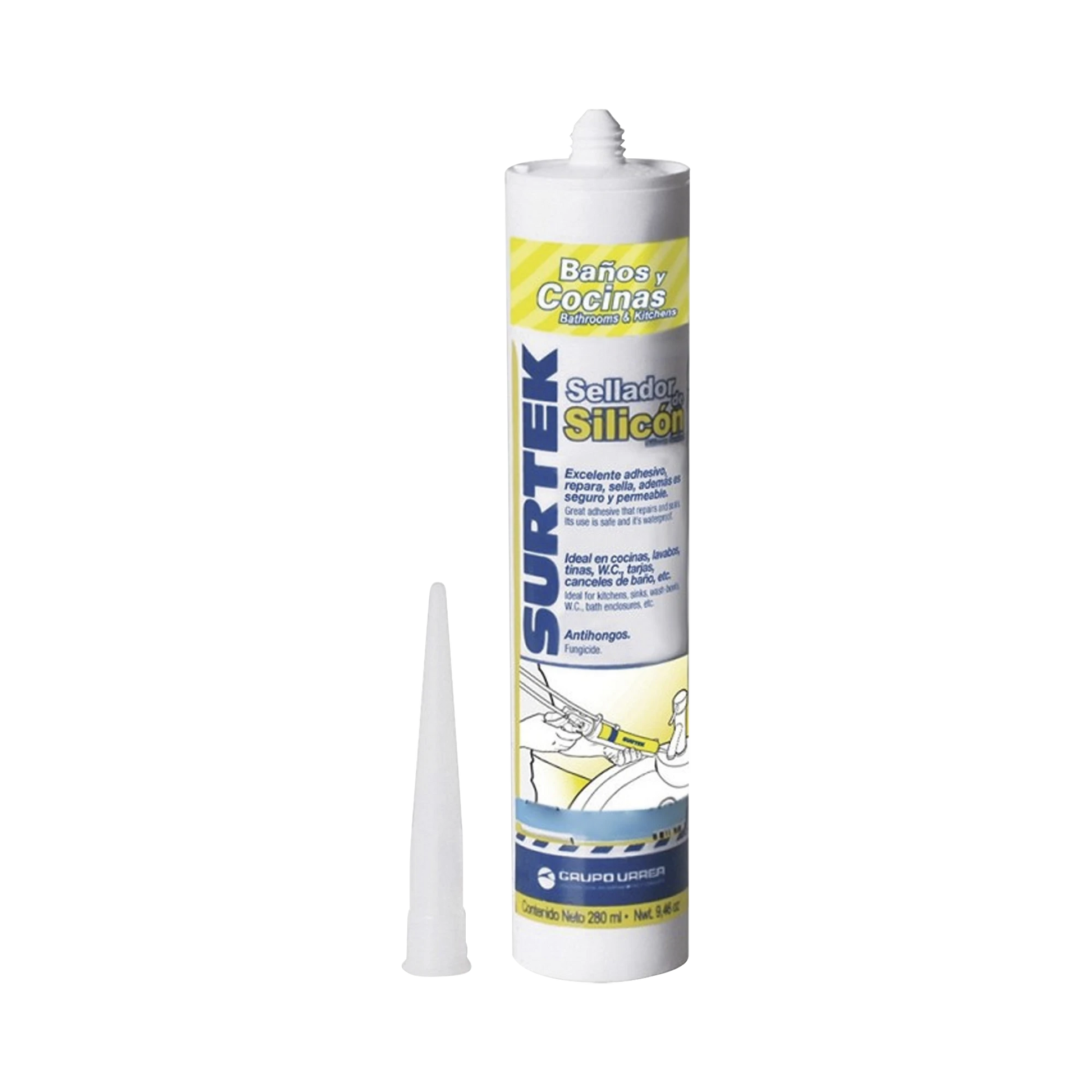 SILICÓN PARA BAÑOS Y COCINAS /COLOR BLANCO / CONTENIDO 280 ML.-Herramientas-SURTEK-Bsai Seguridad & Controles