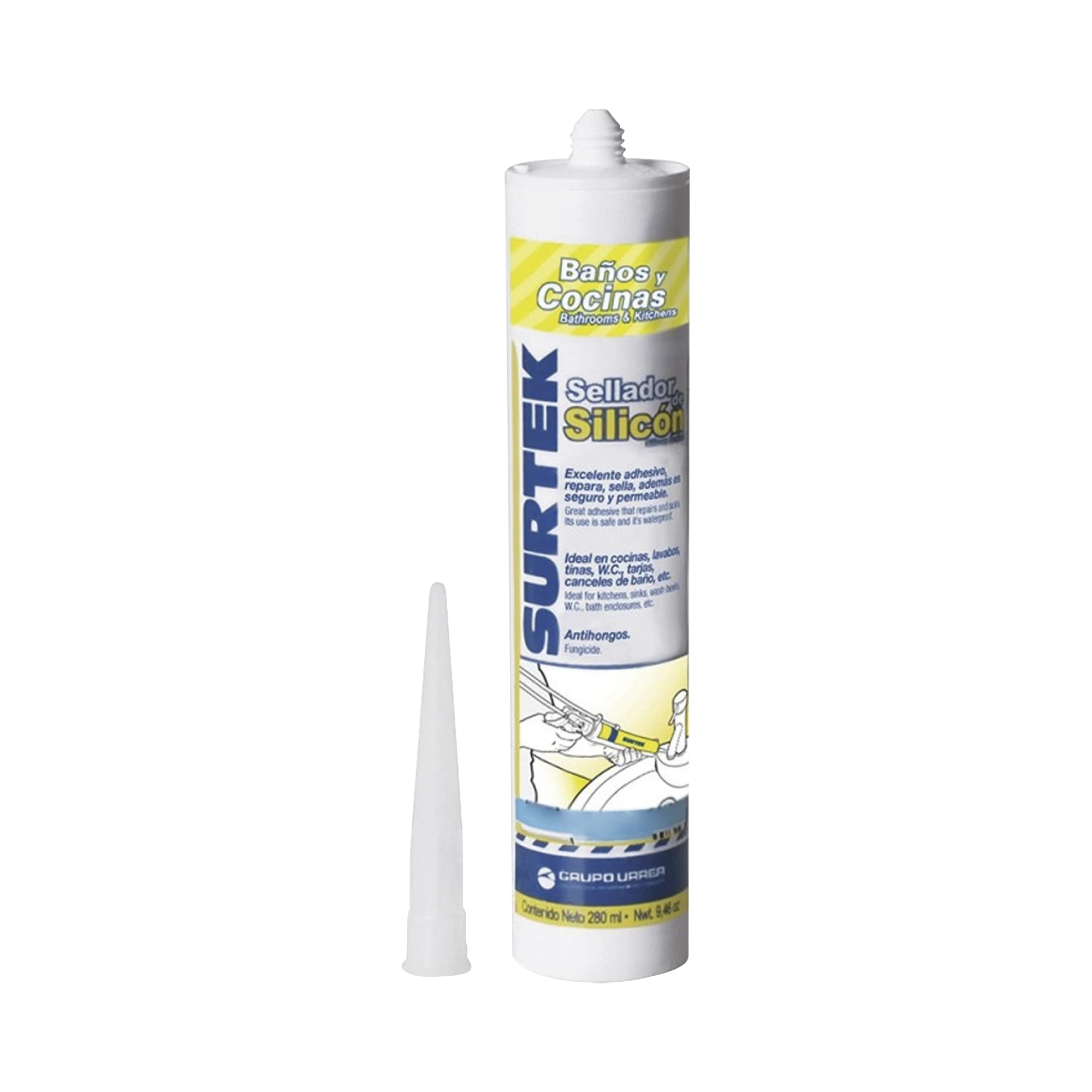 SILICÓN PARA BAÑOS Y COCINAS /COLOR BLANCO / CONTENIDO 280 ML.-Herramientas-SURTEK-Bsai Seguridad & Controles