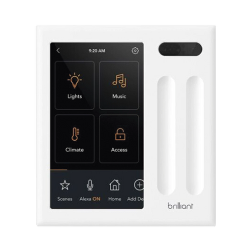 CONTROL TOUCH DESDE SU PANTALLA EN PARED, COMPATIBLE CON 2 CARGAS PARA CONTROLAR ILUMINACIÓN.-Automatización - Casa Inteligente-BRILLIANT-BHA120USWH2C-Bsai Seguridad & Controles