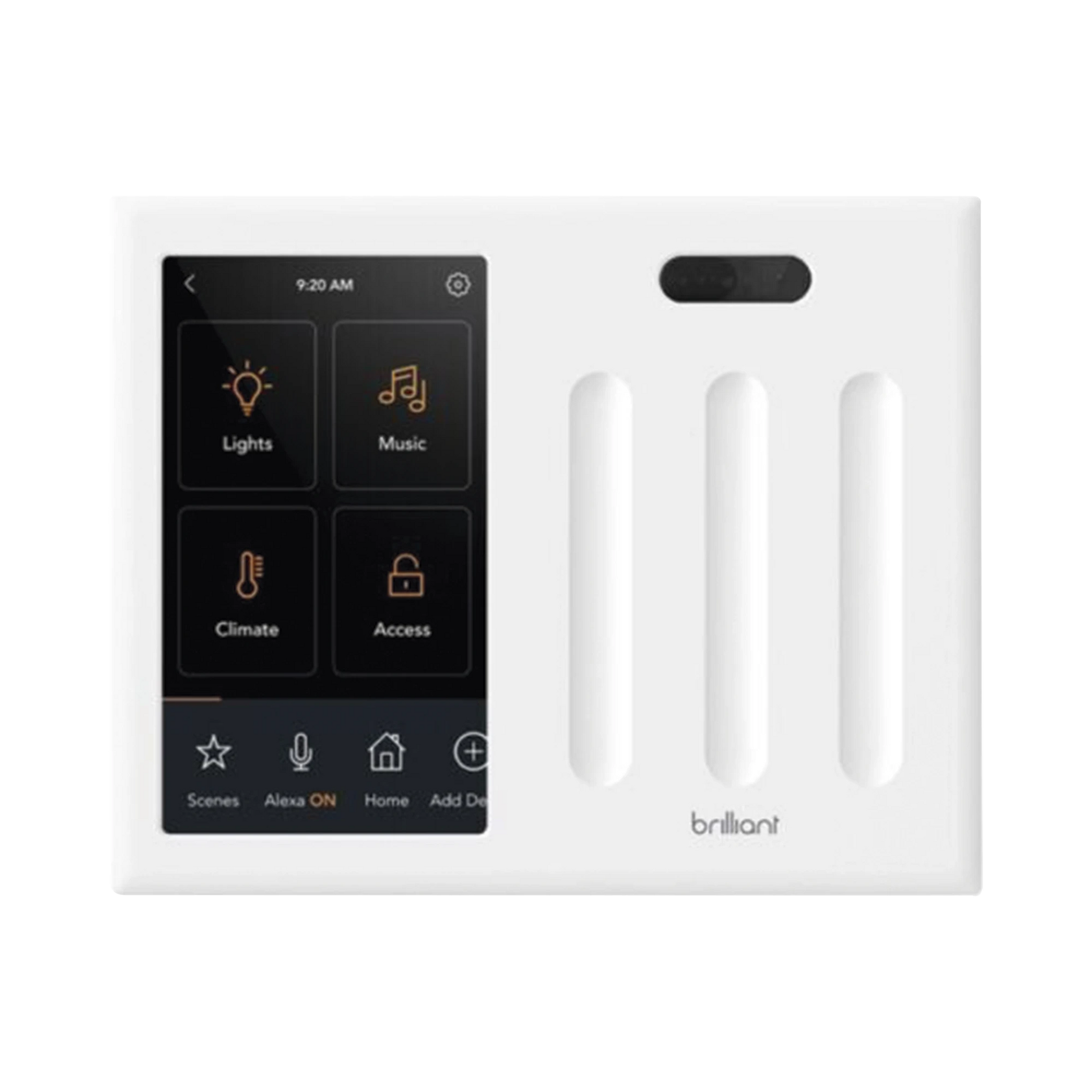 CONTROL TOUCH DESDE SU PANTALLA EN PARED, COMPATIBLE CON 3 CARGAS PARA CONTROLAR ILUMINACION.-Automatización - Casa Inteligente-BRILLIANT-Bsai Seguridad & Controles