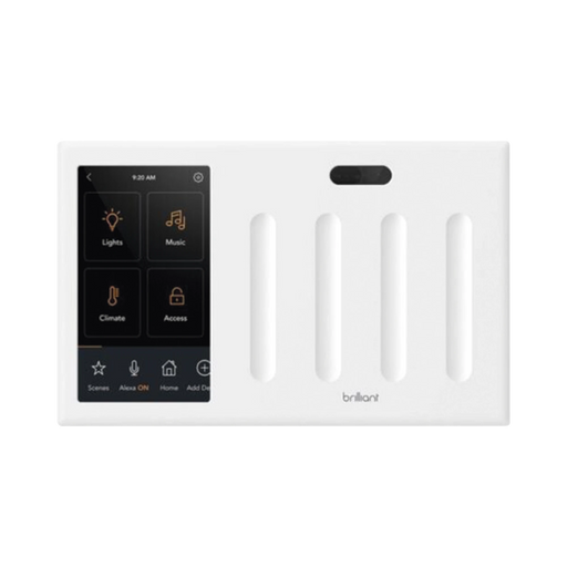 CONTROL TOUCH DESDE SU PANTALLA EN PARED, COMPATIBLE CON 4 CARGAS PARA CONTROLAR ILUMINACIÓN.-Automatización - Casa Inteligente-BRILLIANT-BHA120USWH4C-Bsai Seguridad & Controles